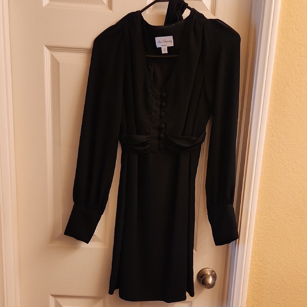 ALICE by Temperley Black Sheath Dress with Mock Neck